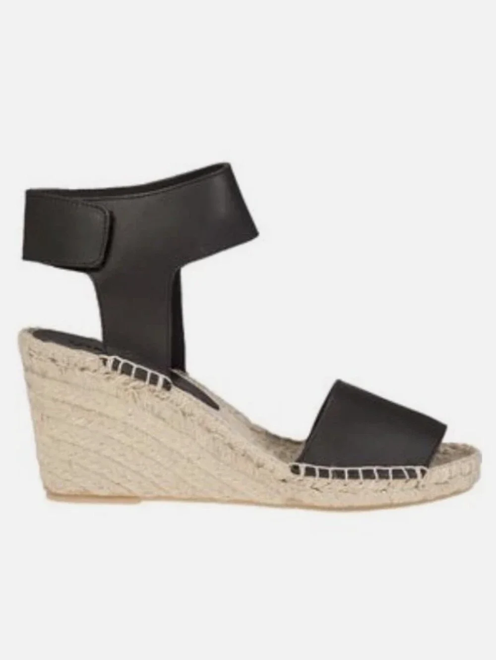Vince Sophie Black Leather Wedge Espadrilles Simona Sandal Size 37
